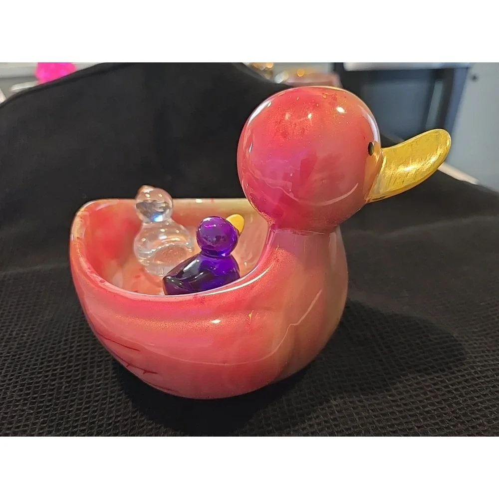 Handmade Resin Mommy‎ Duck With Babies Pink Yellow Green 650